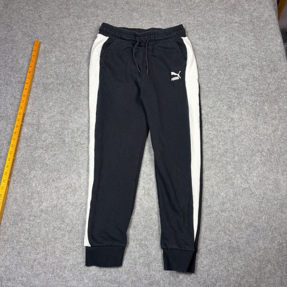 Puma Mens T7 Track Pants Black White Stripe Joggers Size M
